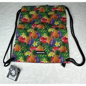 Vibedration Tropical Pineapples Drawstring Bag NWT